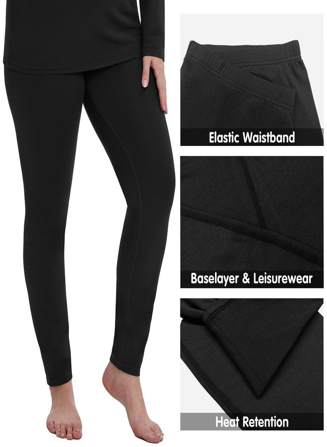 FOREYOND Plus Size Thermal Underwear for Women Long Johns Fleece Lined Base Layer Pajama Top and Bottom Sets, Black, 5XL - Image 5